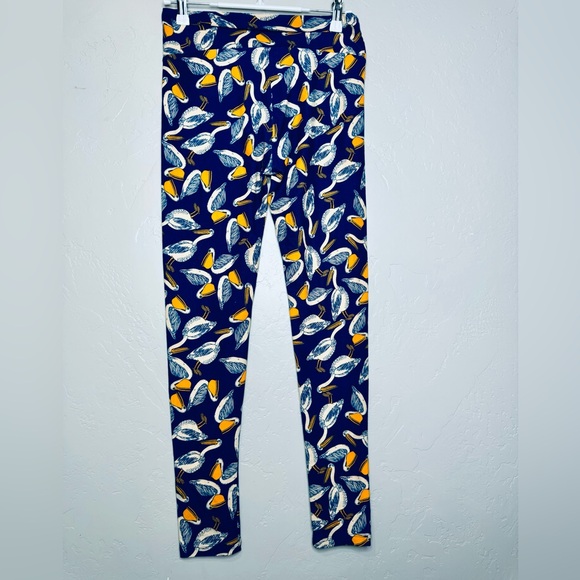Lularoe Leggings Pelican Navy Print One Size NEW! - Picture 3 of 12